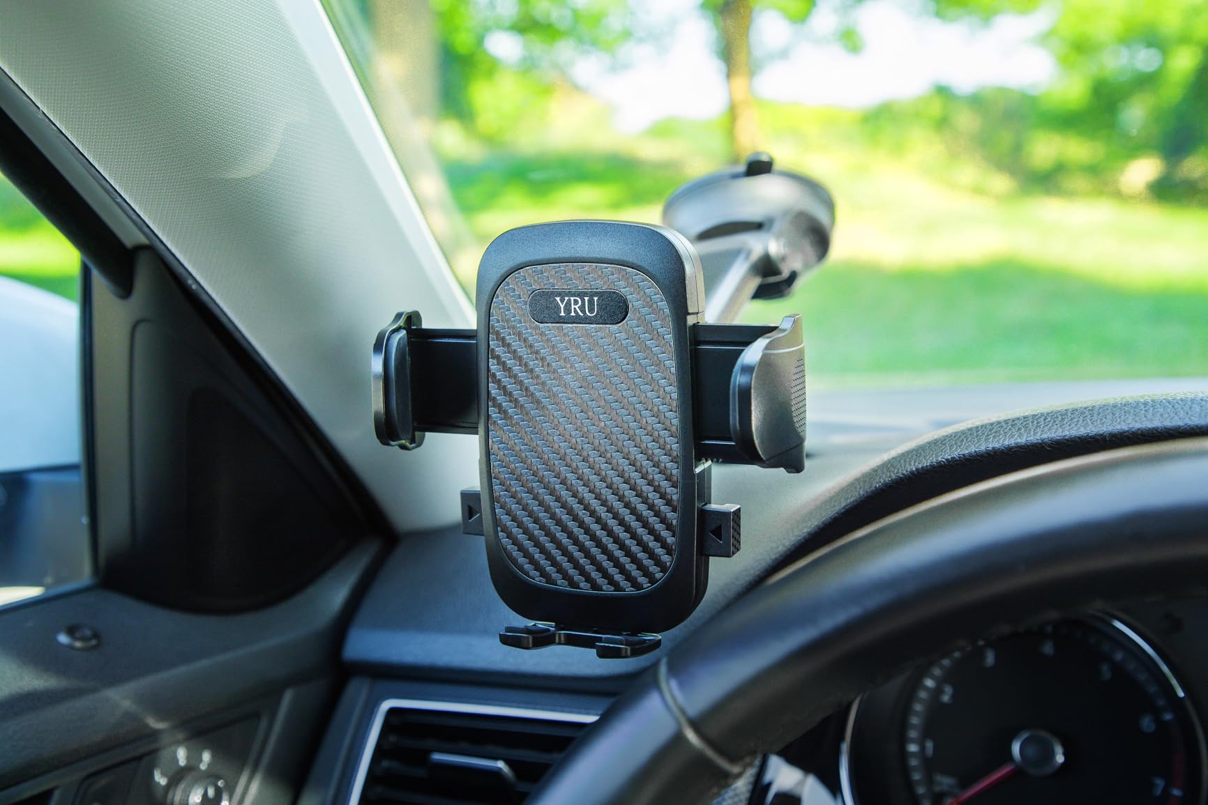 YRU True Military-Grade 360° Rotation Suction 2026 Ultimate Car Phone Holder | 90+LBS Safest Strongest & Patent Certs Dashboard Windshield Vent for iPhone 17 16 Pro Max Samsung GPS Navigation, Gloss Black customer photo 2