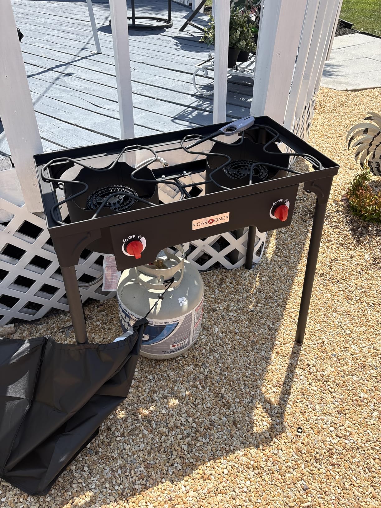 Gas One Propane Double Burner Two Burner Camp Stove Outdoor High Pressure Propane 2 Burner Adjustable PSI Regulator and 4ft Hose With Removable Legs customer photo 2