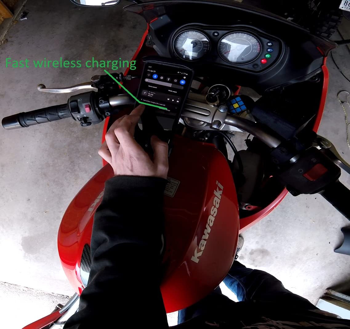 KEWIG Motorcycle Phone Mount Qi 15W Wireless & USB C 20W Fast Chargeing Port, Automatically Lock & Quick Release Handlebar Cell Phone Holder for 4-7'' Phones customer photo 2