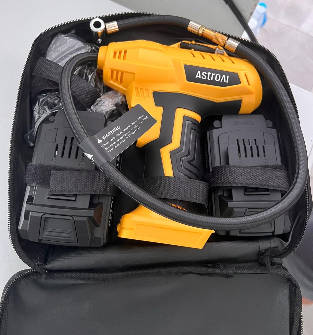 AstroAI Cordless Tire Inflator Air Compressor 20V Rechargeable Battery Powered 160PSI Portable Air Pump with 12V Car Power Adapter Digital Pressure Gauge customer photo 1