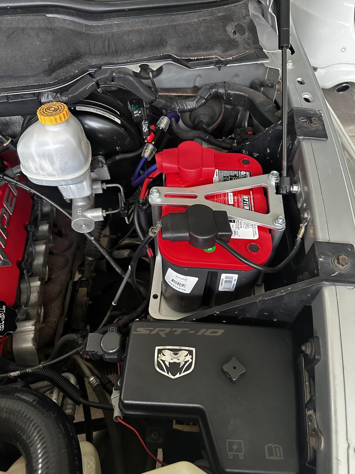 Universal Battery Tray Hold Down Trunk Relocation Box - Billet Aluminum Battery Mount Compatible with Optima Race Racing Mount Red/Yellow/Blue Top 34, 34/78, D34, D34/78, 34M, D34M customer photo 1