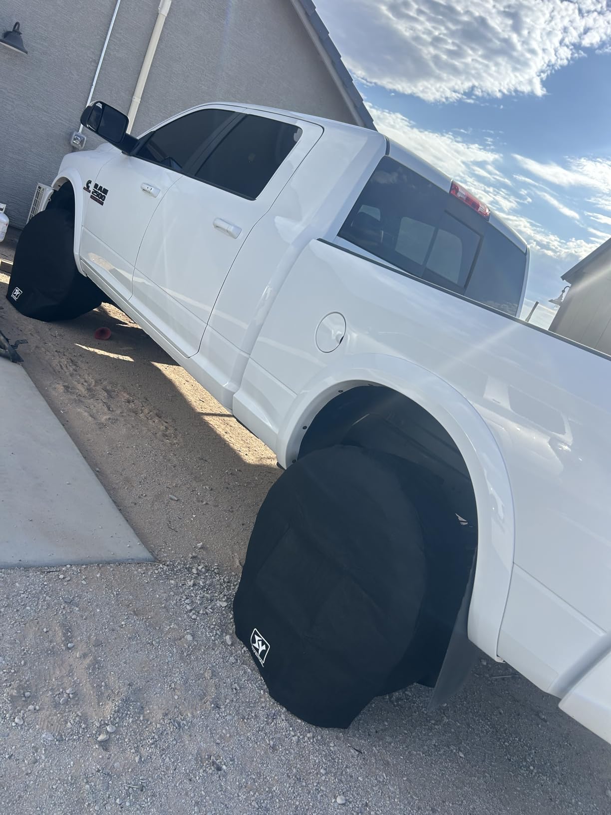 SYERAL Tire Covers Set of 4, Upgraded 5 Layer Nonwoven RV Wheel Covers, Waterproof Anti-UV Snow Sun Rain Tire Protectors Covers for Trailer, Camper, RV, Truck, SUV, 30-32inch (L) Gray customer photo 1