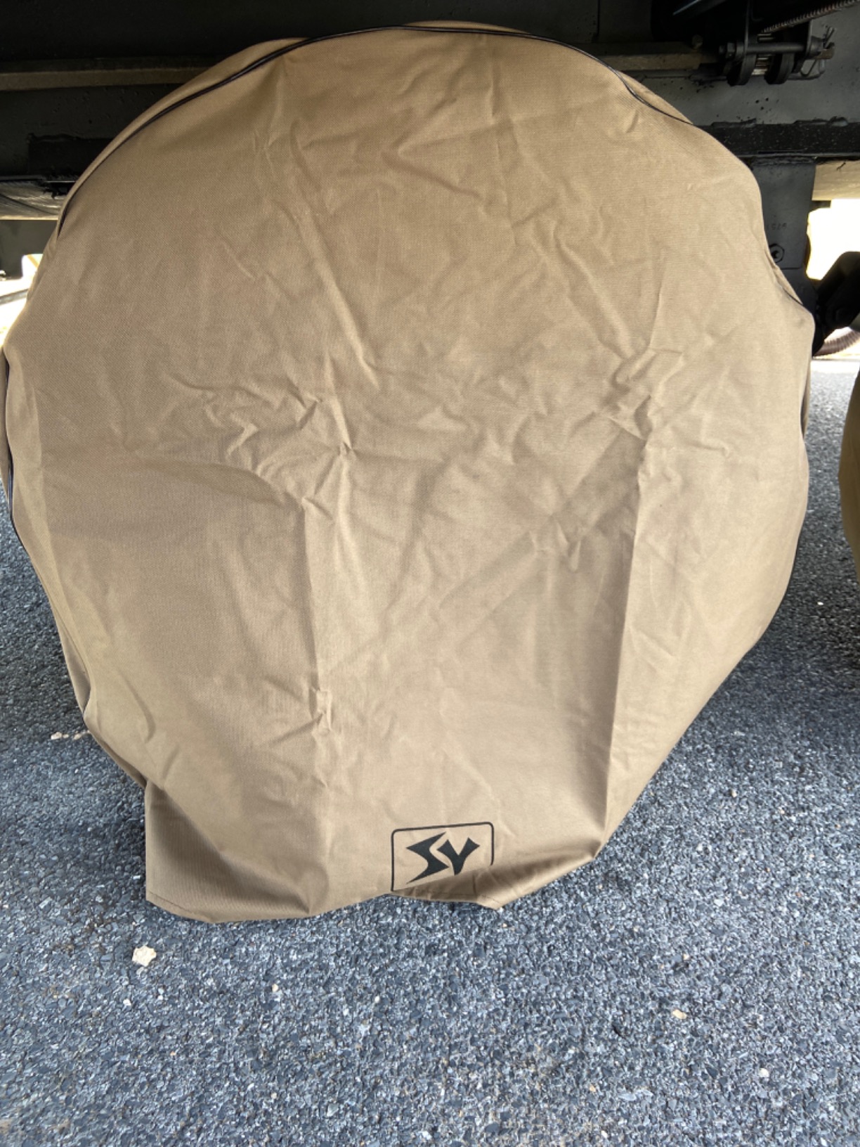 SYERAL Tire Covers Set of 4, Upgraded 5 Layer Nonwoven RV Wheel Covers, Waterproof Anti-UV Snow Sun Rain Tire Protectors Covers for Trailer, Camper, RV, Truck, SUV, 30-32inch (L) Gray customer photo 2