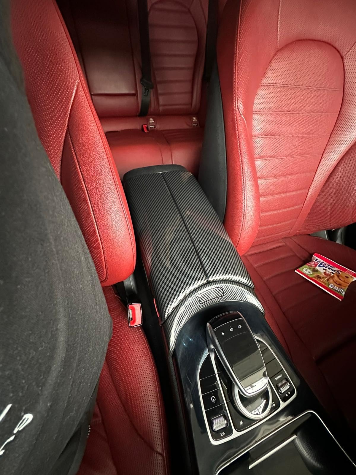 Interior Center Console Armrest Storage Box Protective Cover Trim for Mercedes Benz C Class W205 GLC Class X253 Accessories 2015-2022 (Carbon Fiber Color) customer photo 1