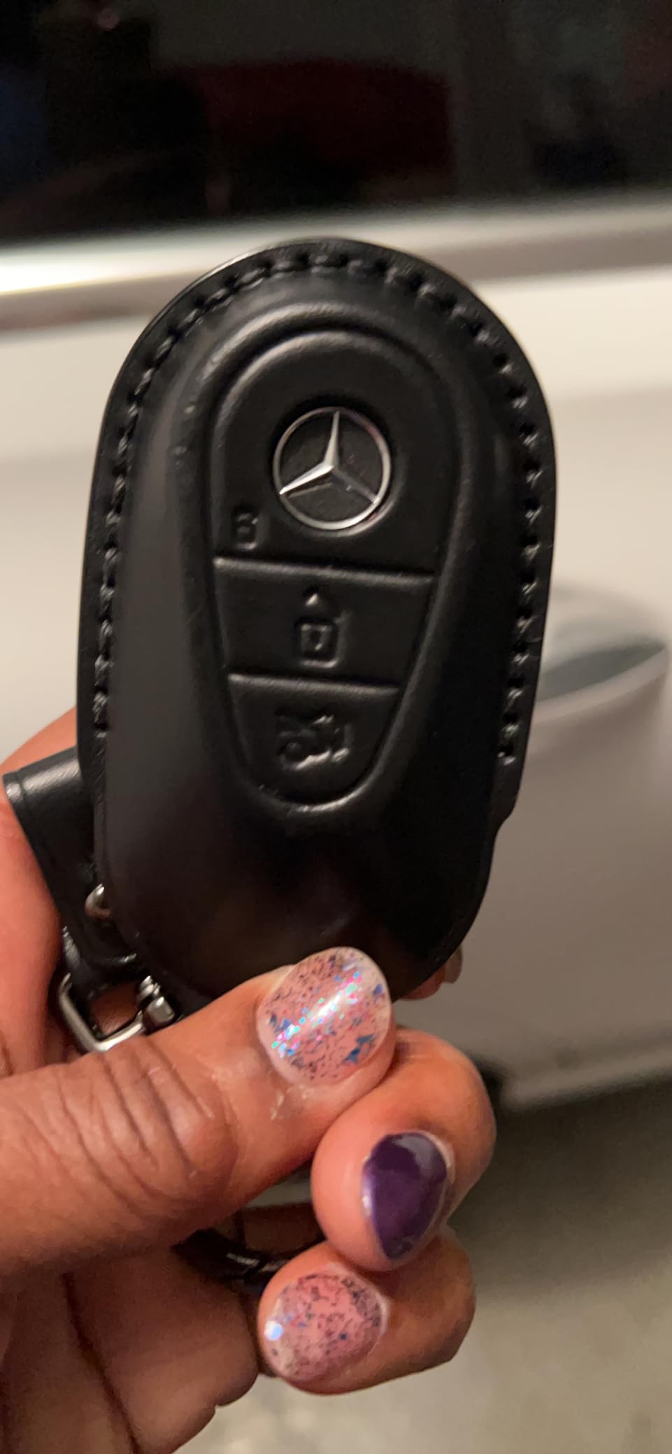 Tukellen for Mercedes Benz Leather Key Fob Cover with Keychain Compatible with 2020-2025 Mercedes Benz S-Class G-Class E-Class Smart Remote, Genuine Leather customer photo 1