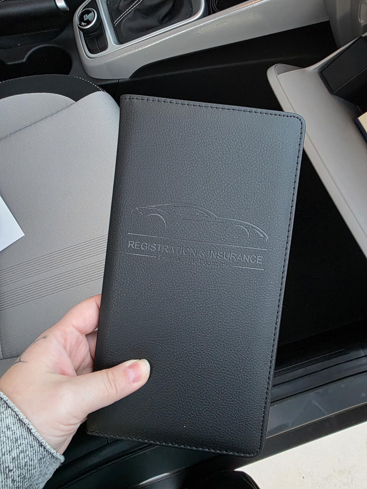 Premium Car Registration & Insurance Card Holder with Magnetic Shut, Vehicle Glove Box Car Organizer - For Documents, Cards, License (Black) customer photo 1