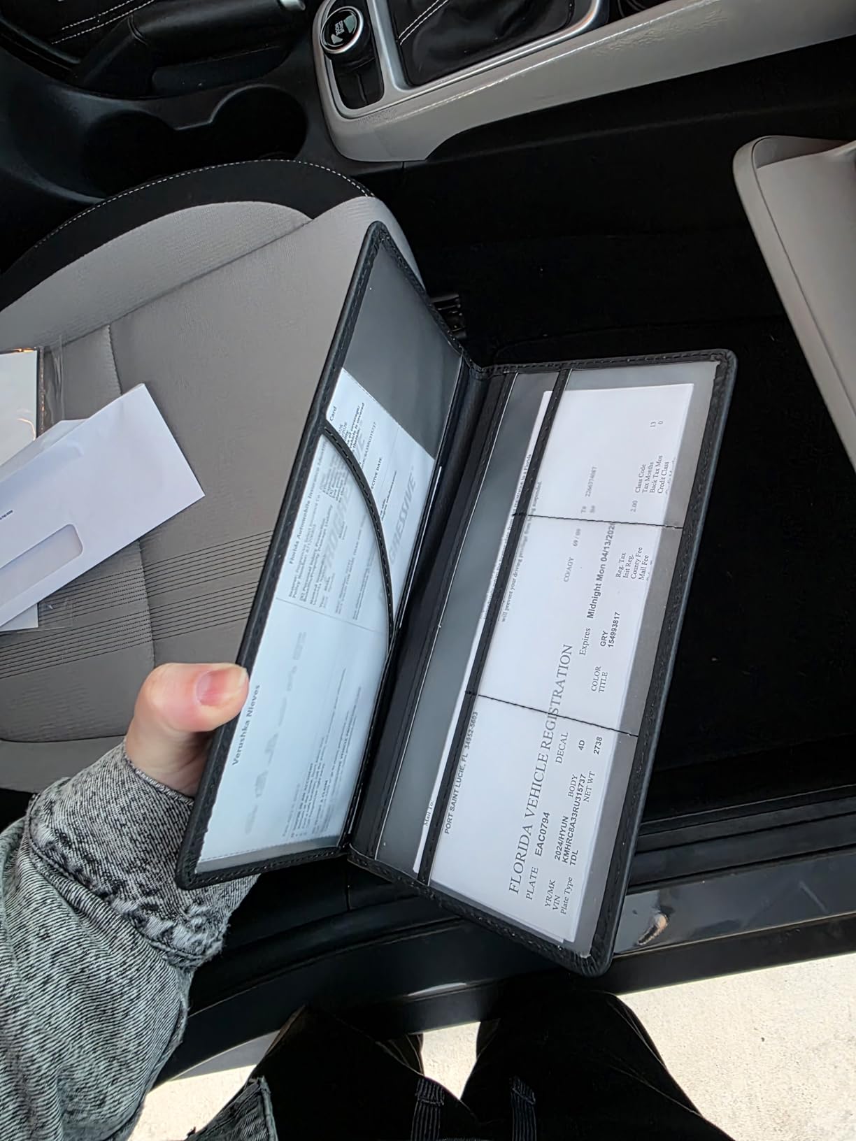 Premium Car Registration & Insurance Card Holder with Magnetic Shut, Vehicle Glove Box Car Organizer - For Documents, Cards, License (Black) customer photo 2