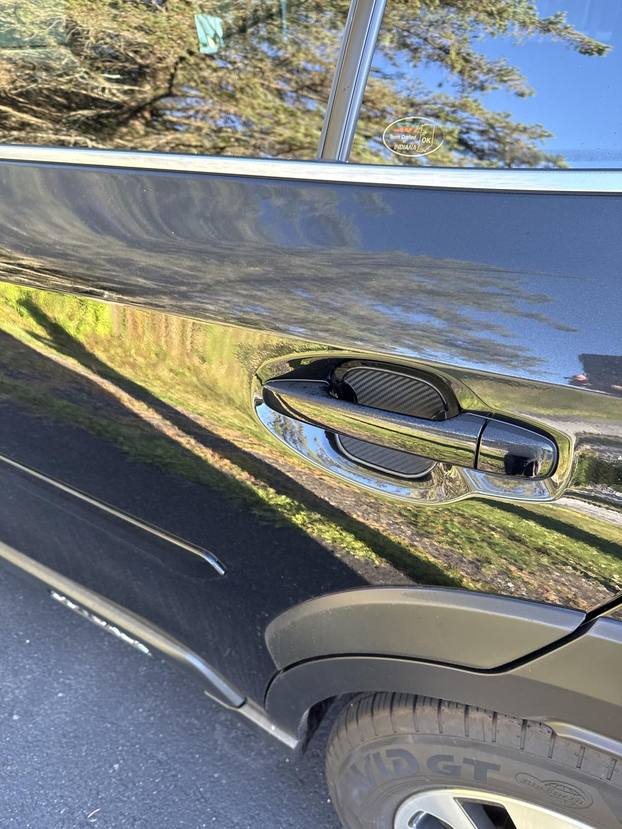 JDMON Car Handle Cup Scratch Protector, 4PCS TPU Carbon Fiber Texture Door Bowl 3D Sticker Universal Fit Handle Paint Cover Guard customer photo 1