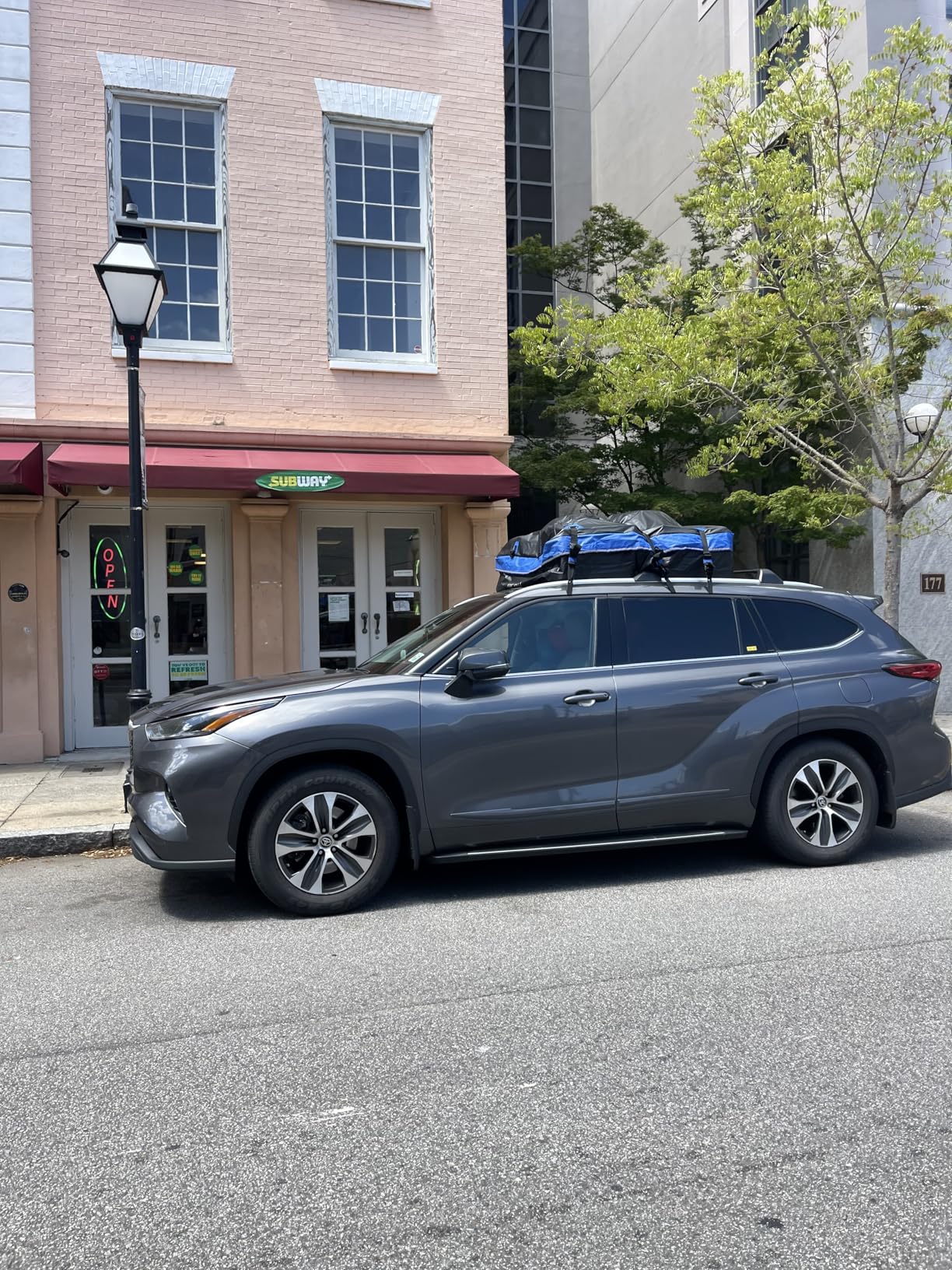 Rooftop Cargo Carrier, 21 Cubic Feet Soft-Shell Waterproof Car Roof Luggage Bag for All Vehicles SUV with/Without Rails, Includes 10 Reinforced Straps + 6 Door Hooks, Storage Bag, Anti-Slip Mat customer photo 2