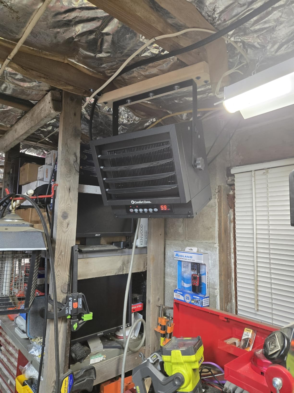 Comfort Zone Hard-Wired Ceiling Mount Garage Space Heater with Remote, 7,500 Watt, 240 Volt, Fan-Forced, Overheat Protection, Digital Thermostat, 12-Hour Timer, Ideal for Garage & Workshop, CZ230ERBK customer photo 1