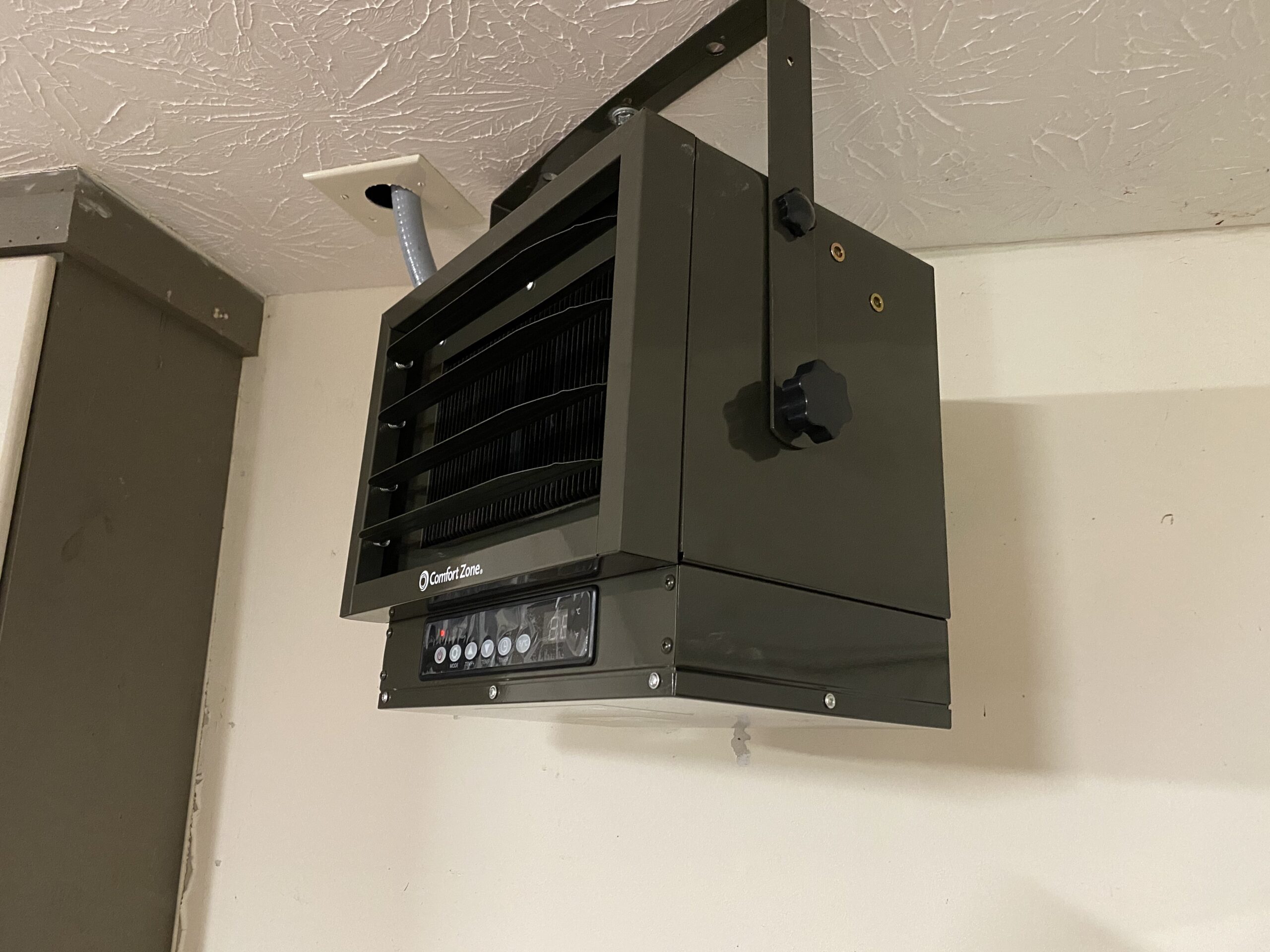 Comfort Zone Hard-Wired Ceiling Mount Garage Space Heater with Remote, 7,500 Watt, 240 Volt, Fan-Forced, Overheat Protection, Digital Thermostat, 12-Hour Timer, Ideal for Garage & Workshop, CZ230ERBK customer photo 2