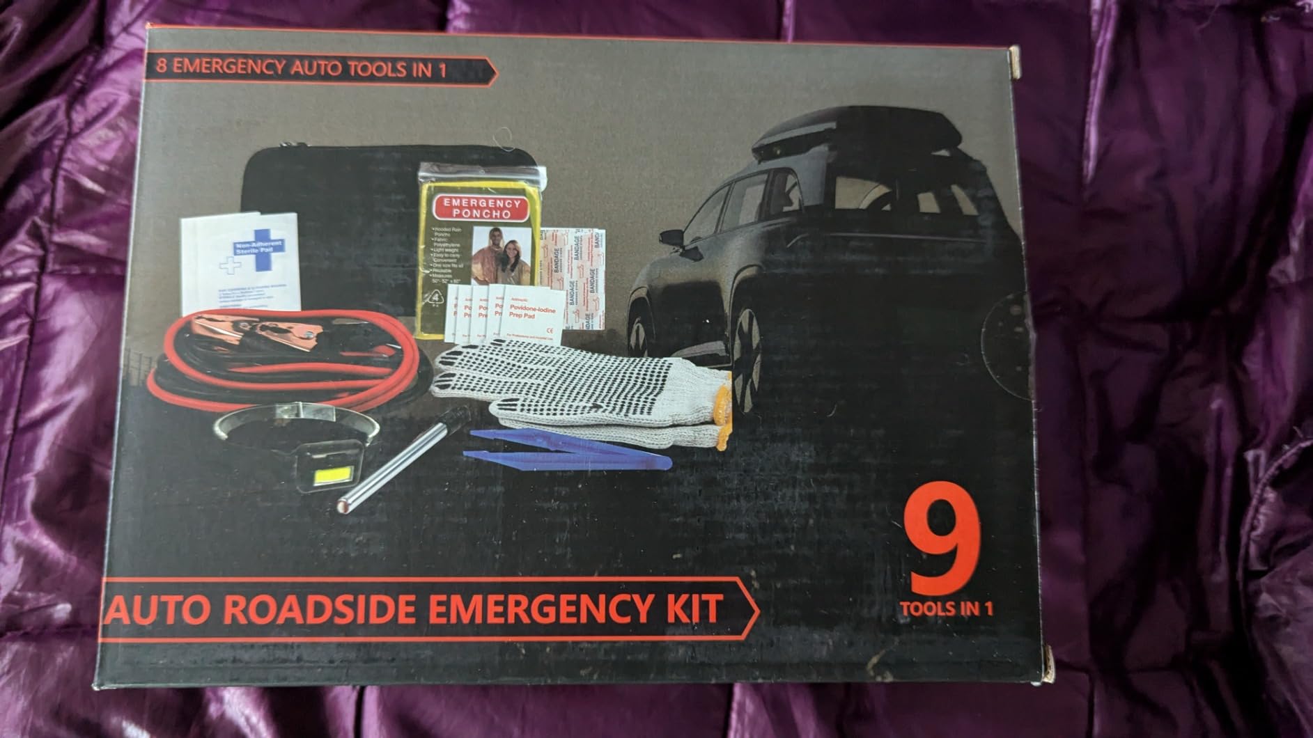 Car Emergency Kit with Battery Jumper Cables, Car Accessories for Men or Women, Emergency Car Kit, Roadside Automotive Safety Kit for Car, Vehicle, Truck or SUV, Gifts for Men or Him, Black customer photo 1