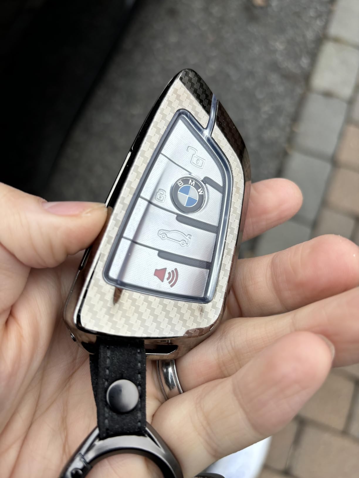Alloy Car Key Case Rings Cover Holder for BMW 1 3 5 7 Series 530 F48 X1 X2 X3 X4 X5 X6 Classic Engine Head Concept (A Style Carbon Fiber) customer photo 2