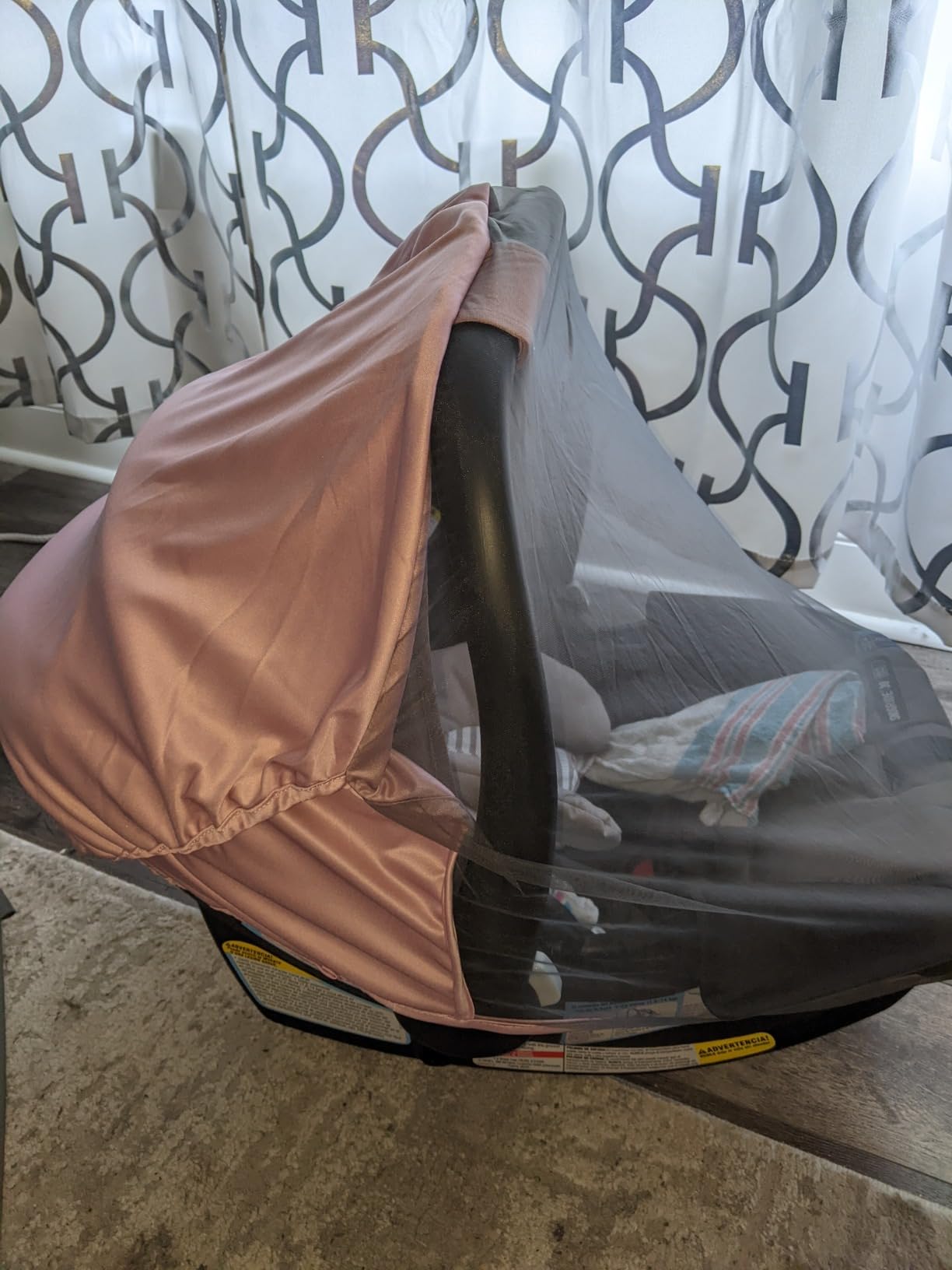 liuliuby Summer Baby Car Seat Cover | 2-in-1 Breathable Carseat Sun Shade & Mosquito Net | UV Protection Lightweight Canopy Covers for Infant Unisex | Bug Net Mesh for Warm Weather (Gray) customer photo 2