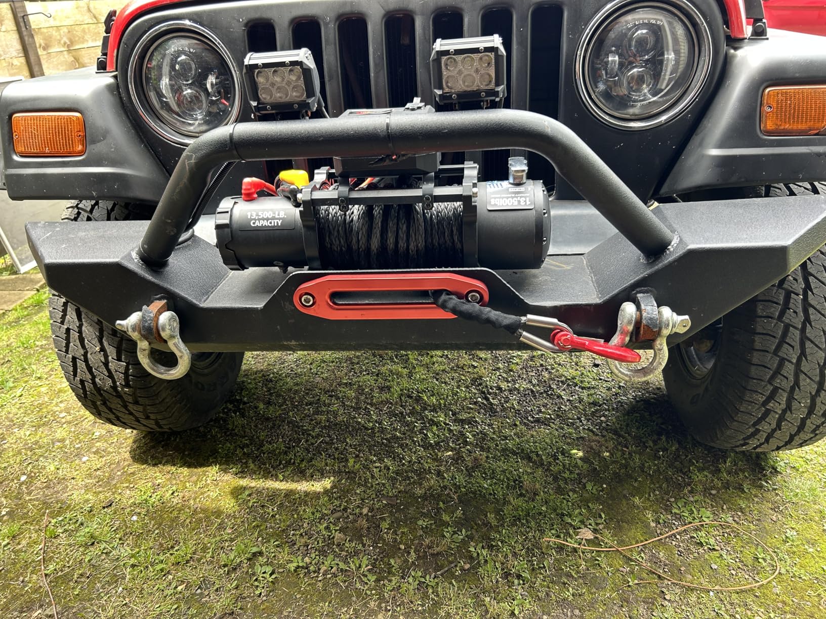 RUGCEL WINCH 13500lb Waterproof Electric Truck Winch 12V Synthetic Black Rope Winch with Hawse Fairlead, Wired Handle and 2 Wireless Remote, for Trailer and Wrangler in Car Lift customer photo 2