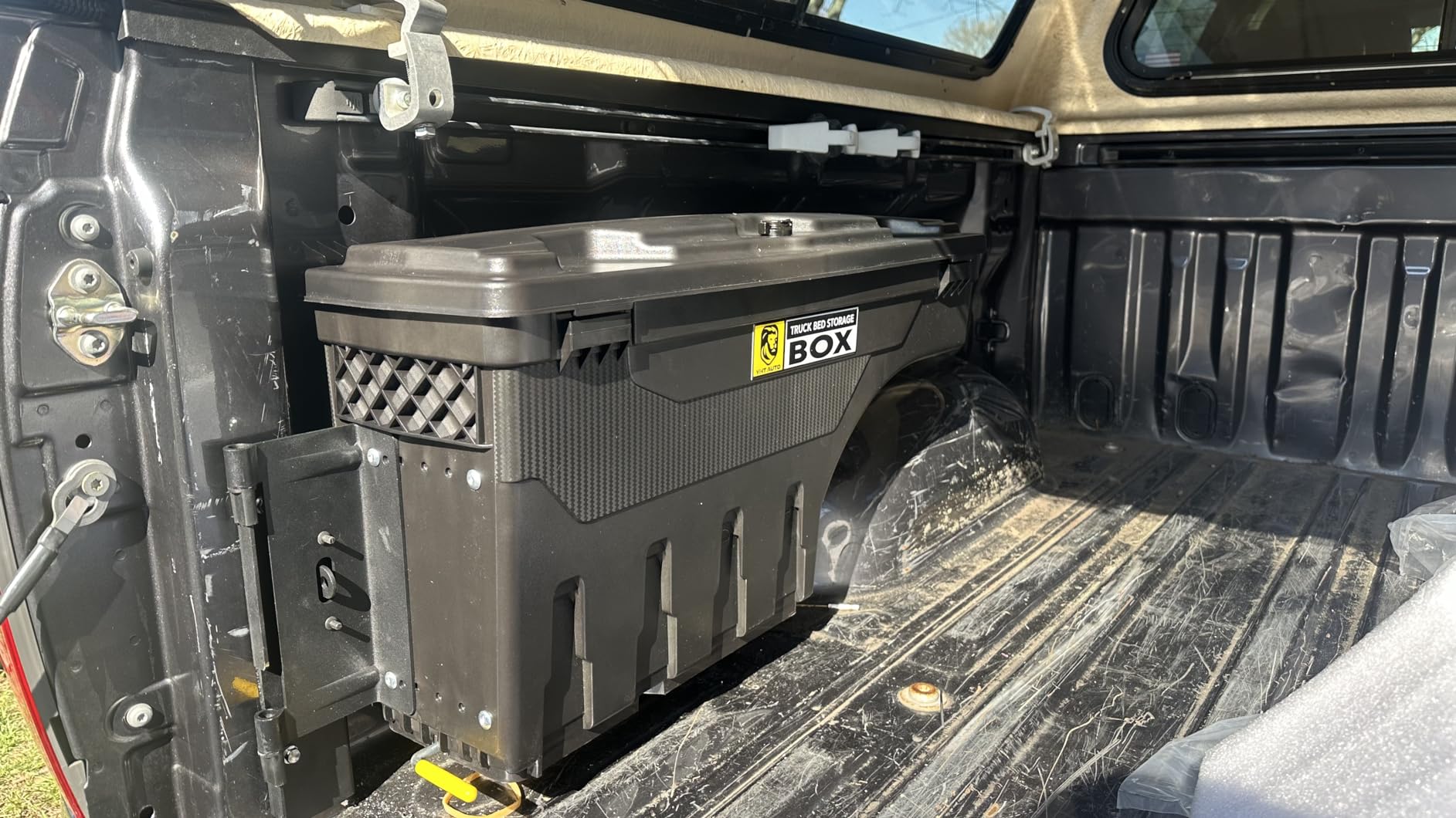 YHTAUTO Truck Bed Storage Tool Box Lockable Compatible with 2007-2021 Toyota Tundra, 6.6 FT Bed, Driver Side, Swing Waterproof Wheel Well Toolbox customer photo 1