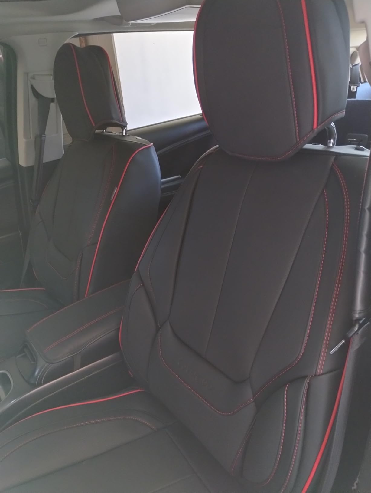 Coverado Car Seat Covers 5 Pieces, Full Set Universal Seat Covers for Cars, Waterproof Nappa Leather Auto Seat Protectors with Head Pillow, Car Interiors Fit for Most Sedans SUV Pick-up Truck, Black customer photo 2