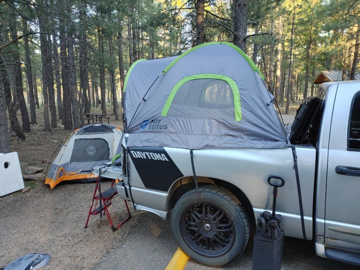 JOYTUTUS Pickup Truck Tent 6.5ft 2.0, Waterproof PU2000mm Double Layer for 2 Person, Portable Truck Bed Tent with Rainfly - Green customer photo 1