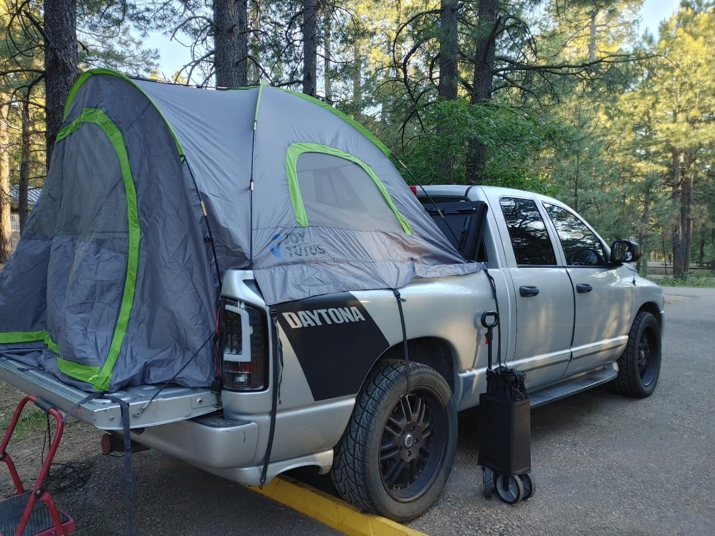 JOYTUTUS Pickup Truck Tent 6.5ft 2.0, Waterproof PU2000mm Double Layer for 2 Person, Portable Truck Bed Tent with Rainfly - Green customer photo 2