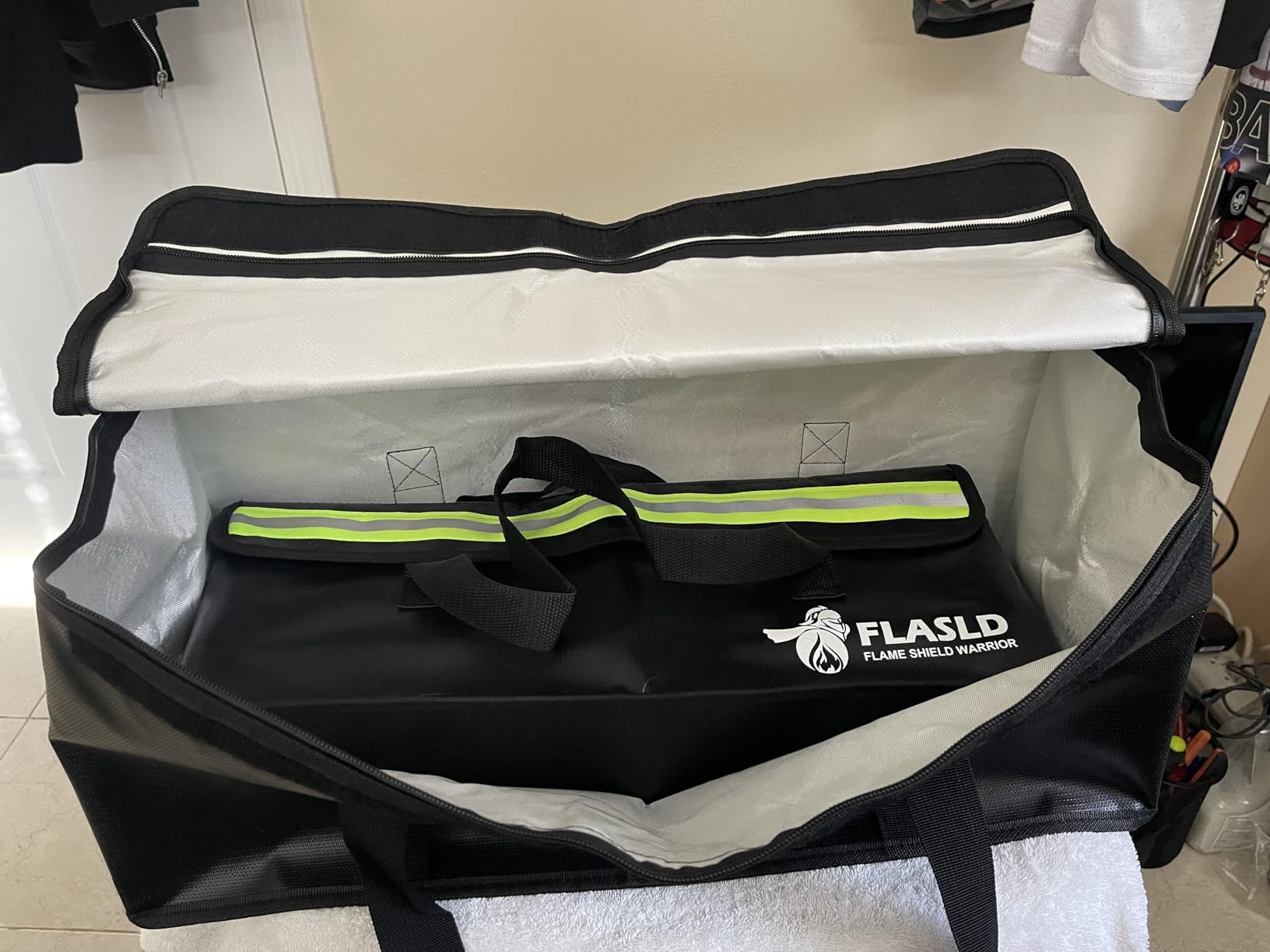 FLASLD E-Bike Battery Safe Bag Explosionproof - Large Capacity Fireproof Lipo Bag for Ebike Battery Charging and Storage (19.3 x 4.3 x 7in) customer photo 2
