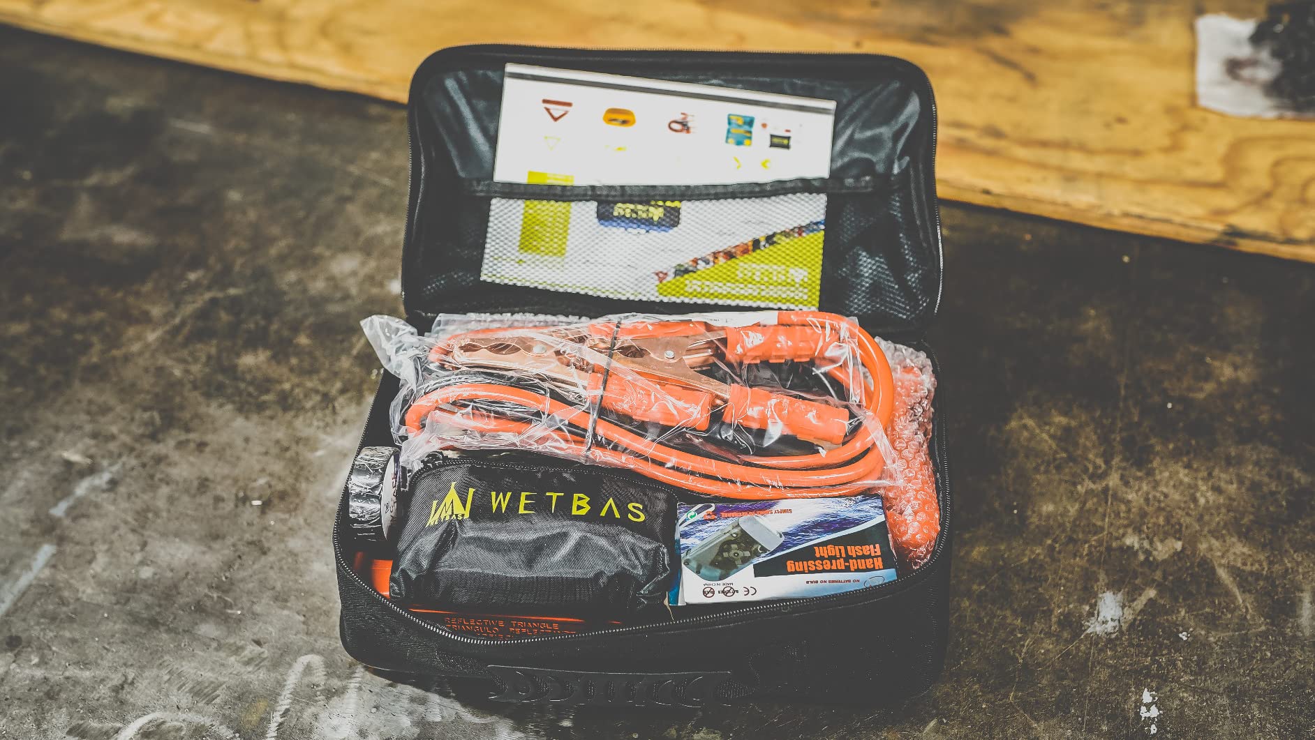 Car Roadside Emergency Kit, Auto Vehicle Safety Emergency Road Side Assistance Kits Essentials, with Jumper Cables, Safety Hammer, Reflective Warning Triangle customer photo 2