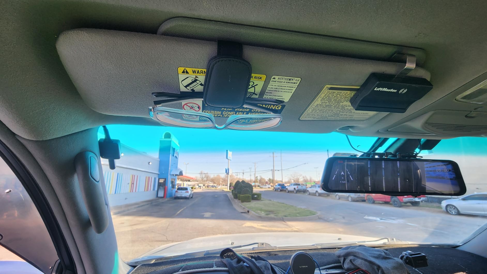 KIWEN Sunglasses Holders for Car Visor, Magnetic Leather Glasses Eyeglass Clip for Car, Ticket Card Clip Sunglasses Mount, Car Visor Accessories Gadgets (1, Black) customer photo 1