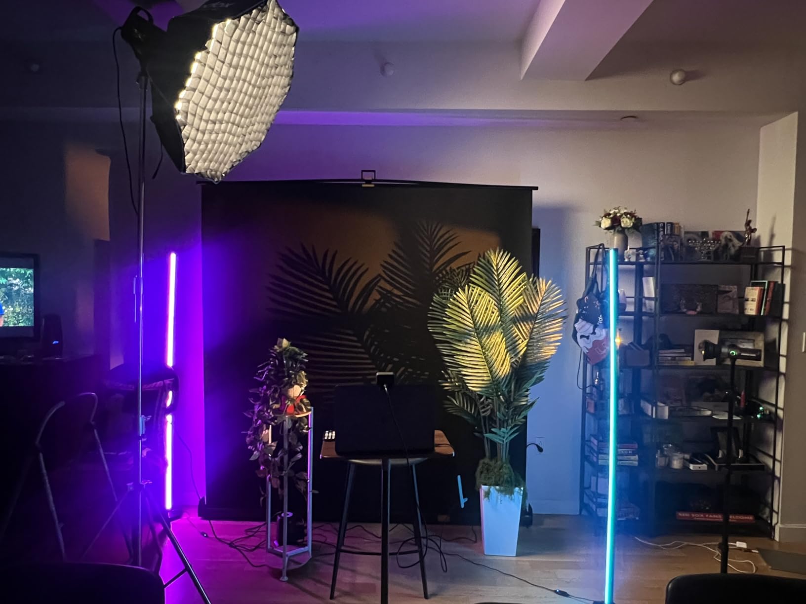 RAUBAY 59.8 x 82.7in Collapsible White Backdrop Screen Portable Retractable Panel Photo Background with Stand for Video Conference, Photographic Studio, Streaming customer photo 2