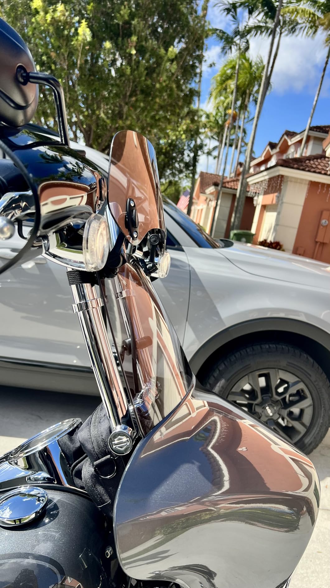 Kucehiup Motorcycle Windshield Extension,Universal Adjustable Clip-on Windscreen Extender for Hon Suz Kaw Yam(Smoke-11.2 inches) customer photo 2