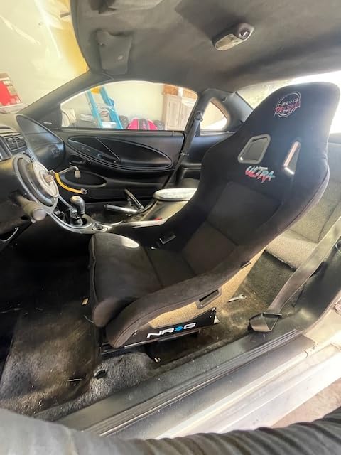 NRG Innovations NRG-FRP-302BK-ULTRA Universal Fixed Back Bucket Racing Seat for 5-Point Harnesses, Size L, Black Seat Cover,24