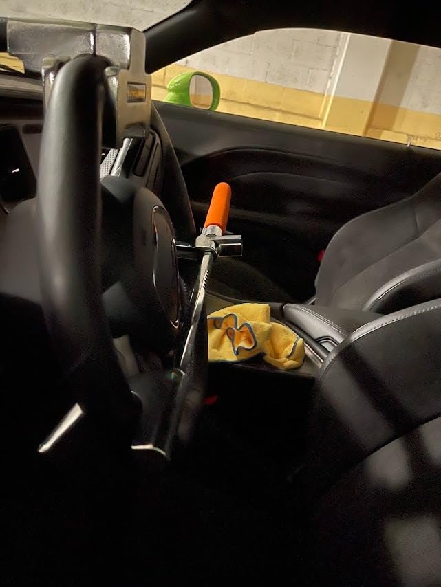 Tevlaphee Steering Wheel Lock with Alarm,Heavy Duty Anti-Theft Car Device Car Lock Car Theft Prevention Universal Fit for Vehicle Truck Van SUV Car Security with 2 Keys customer photo 1