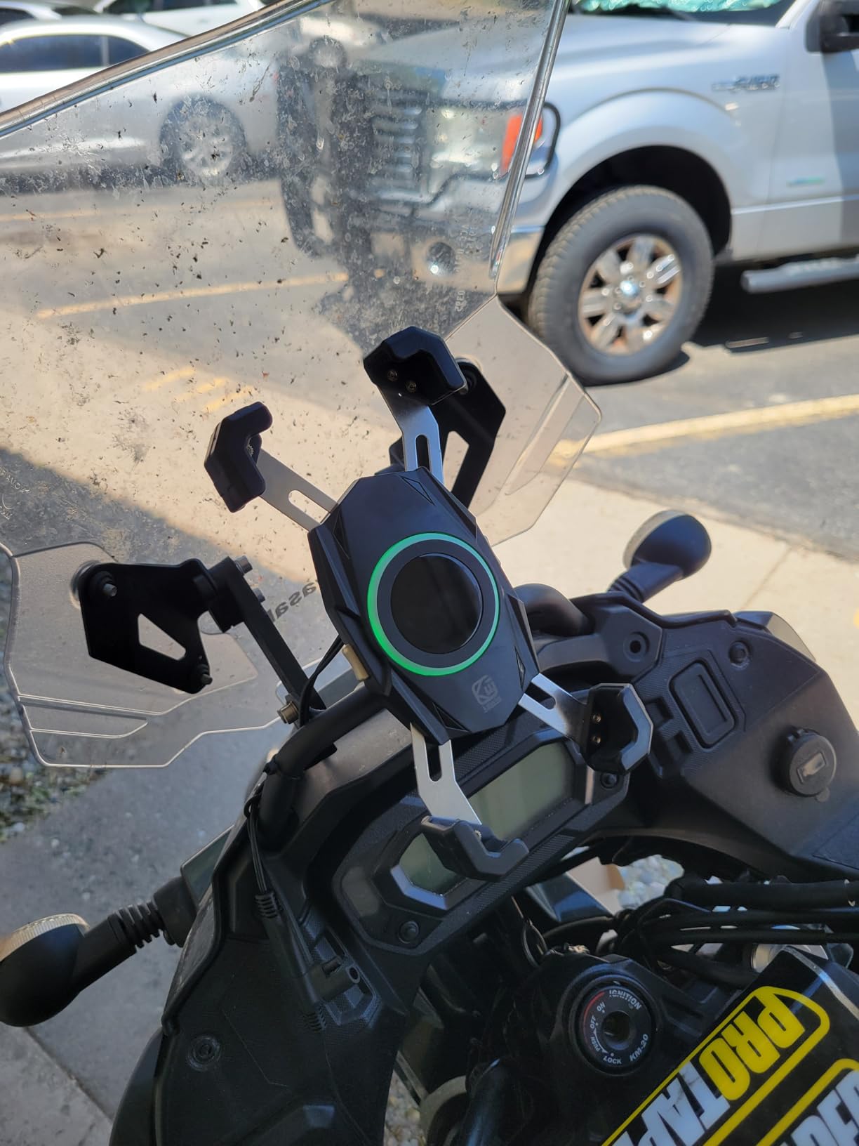 Kewig Motorcycle Phone Mount with Qi 15W Wireless Charger & USB C 20W Fast Charging Port, One-Push Automatically Lock & Quick Release Handlebar Phone Holder for 4.0-6.9