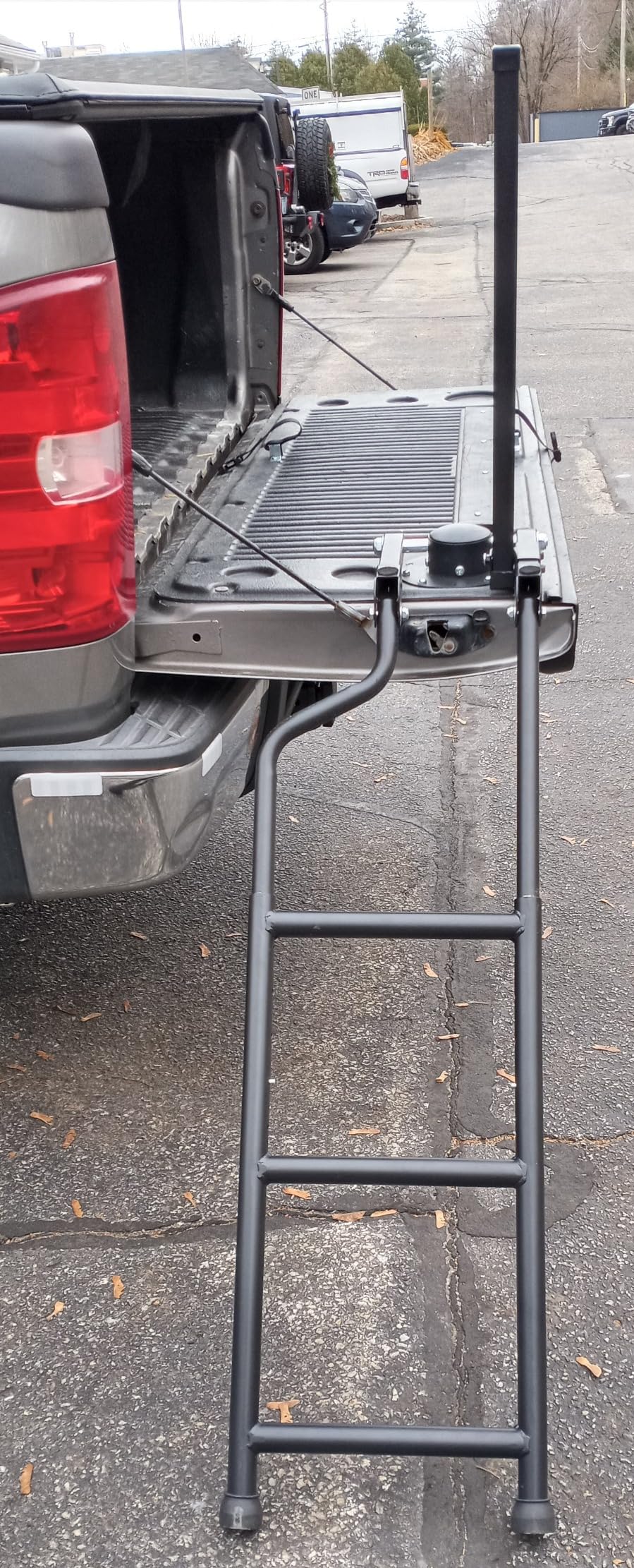 AA Product Tailgate Rack Foldable Pickup Truck Tailgate Ladder Accessories with Handrail for Truck Easy Install Durable Steel Omni-Directional Ladder Rack Capacity 300 lbs (USPTO Patent Pending) customer photo 2