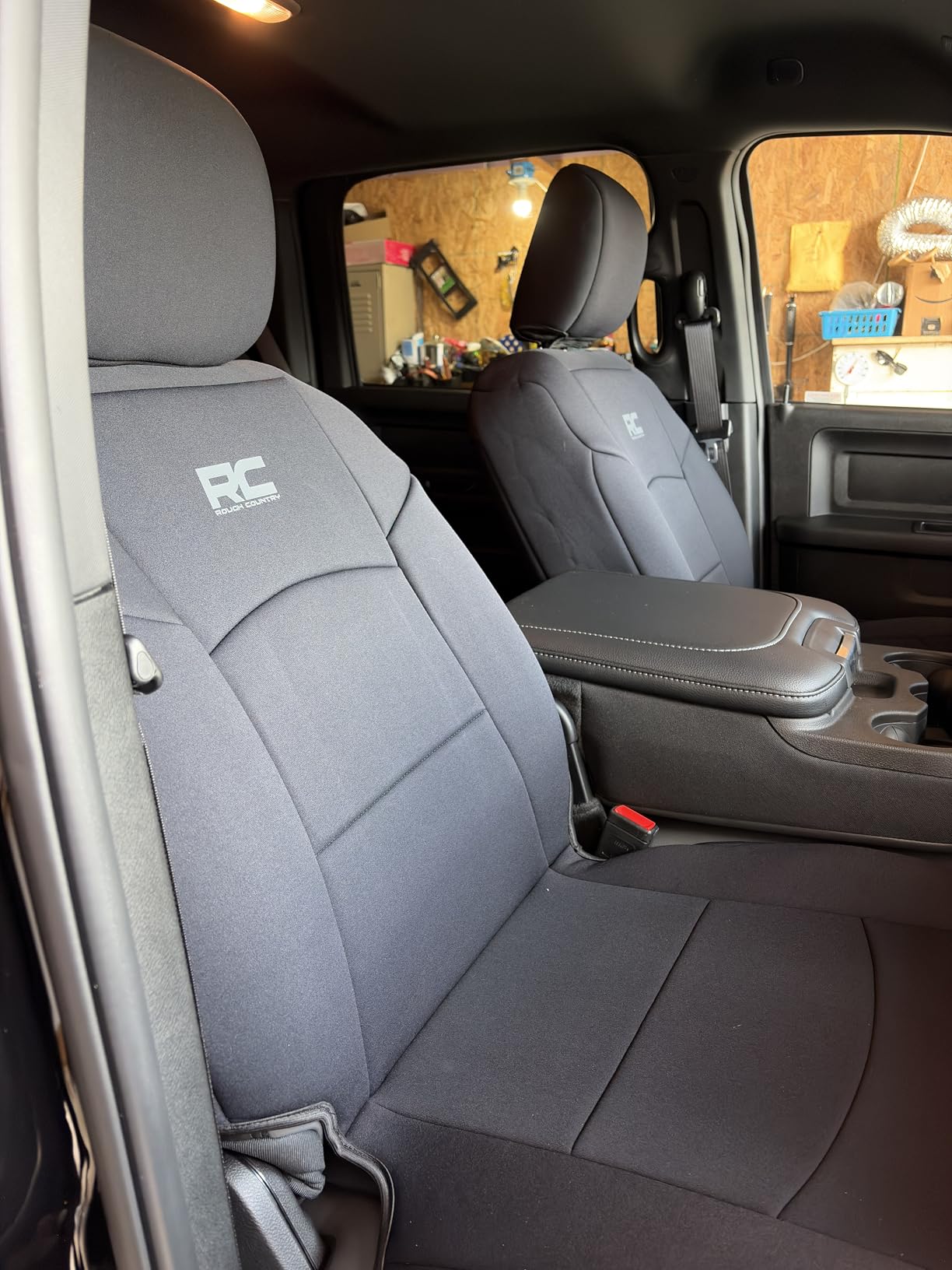 Rough Country Neoprene Seat Covers for Dodge Ram (2019-2024) - UV & Water Resistant, Foam Padded Truck Seat Covers - Full Set, Black, Front & Rear customer photo 1