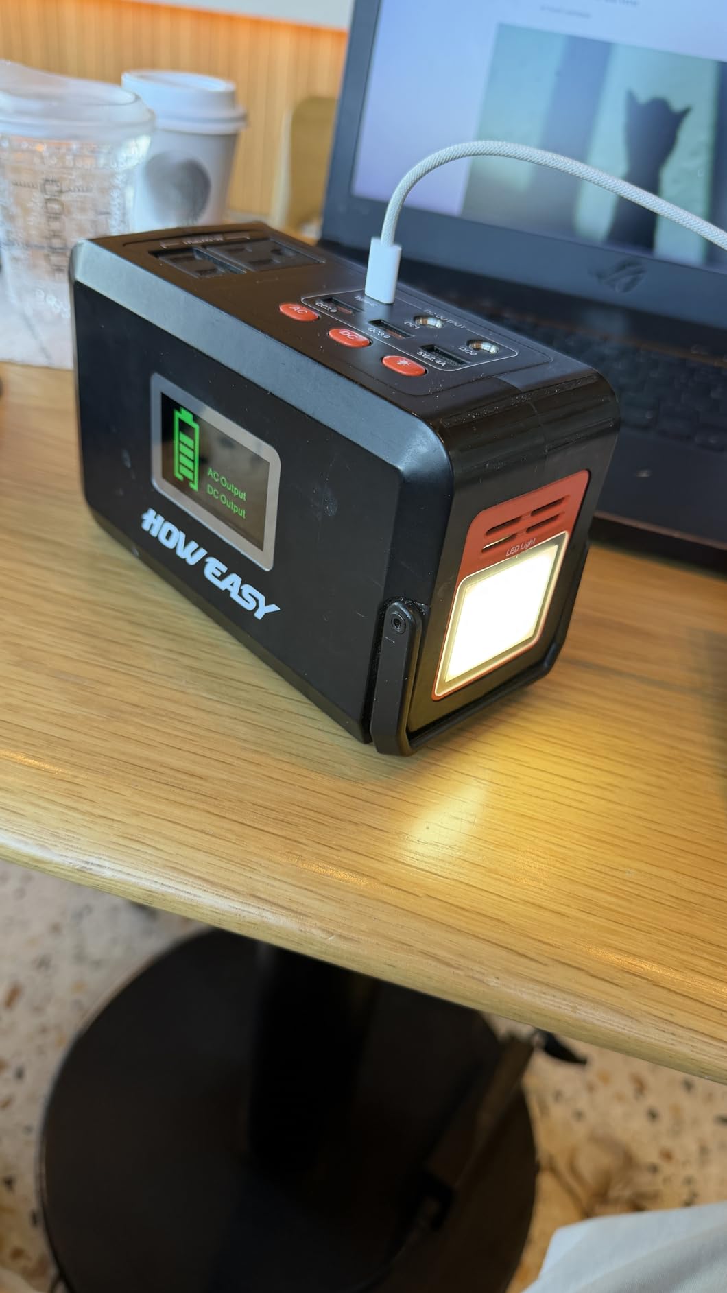 HOWEASY Portable Power Station,120W(240W Peak) Solar Generator,88Wh Lithium Battery Power with 110V AC Outlet/DC/USB/LED Light for Outdoor Camping Trip Hunting Emergency(Solar Panel Optional) customer photo 2