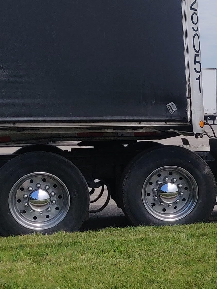 Semi Truck Front Hub Cap Covers (4 x Chrome Metal 8