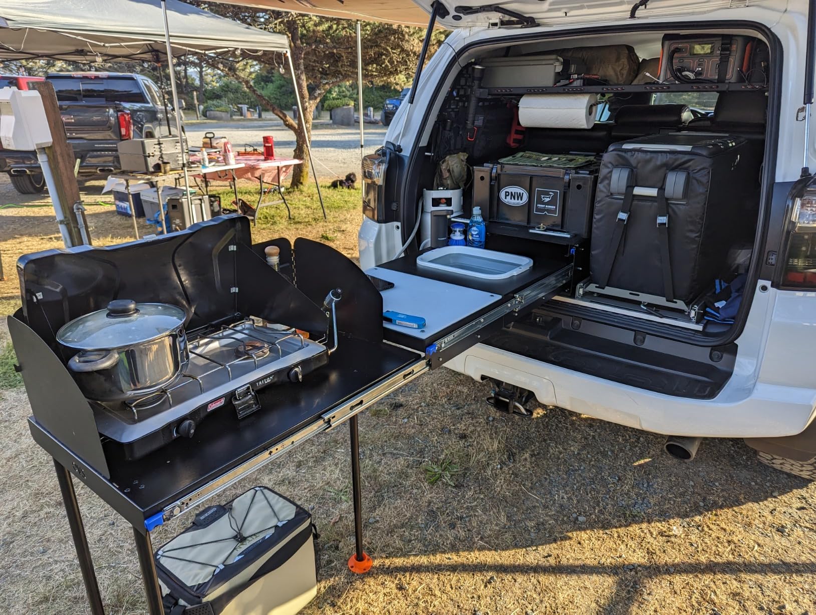 Overland Vehicle Systems Camp Cargo Box Kitchen with Slide Out Sink, Cooking Shelf and Work Station - Aircraft Grade Aluminum with Stainless Steel Hardware - for SUV, Truck, or Trailer customer photo 1