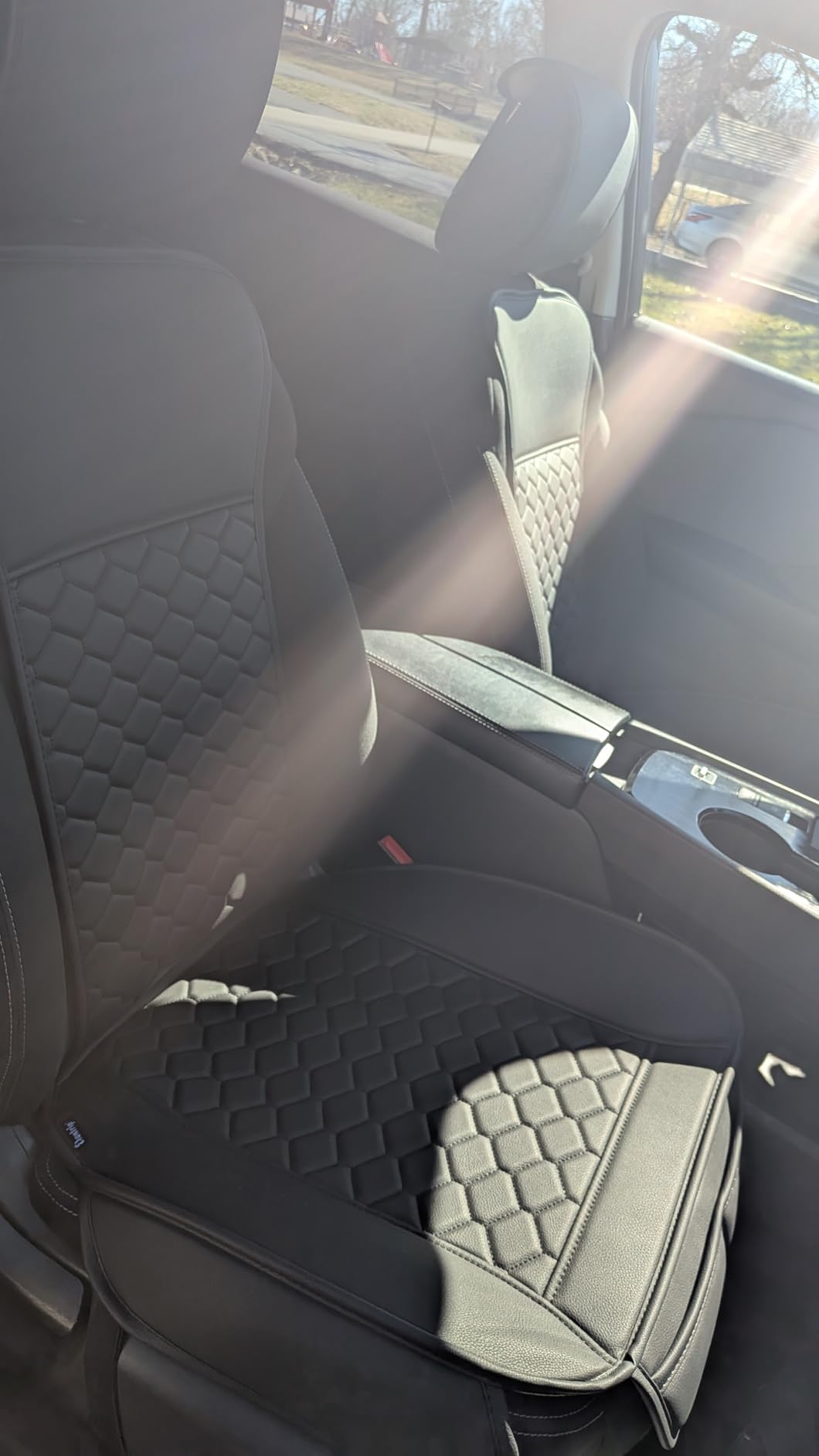 Elantrip 2PCs Front Car Seat Covers Leather Water Proof Seat Protector Universal fit for Most Cars SUVs and Trucks Black customer photo 1