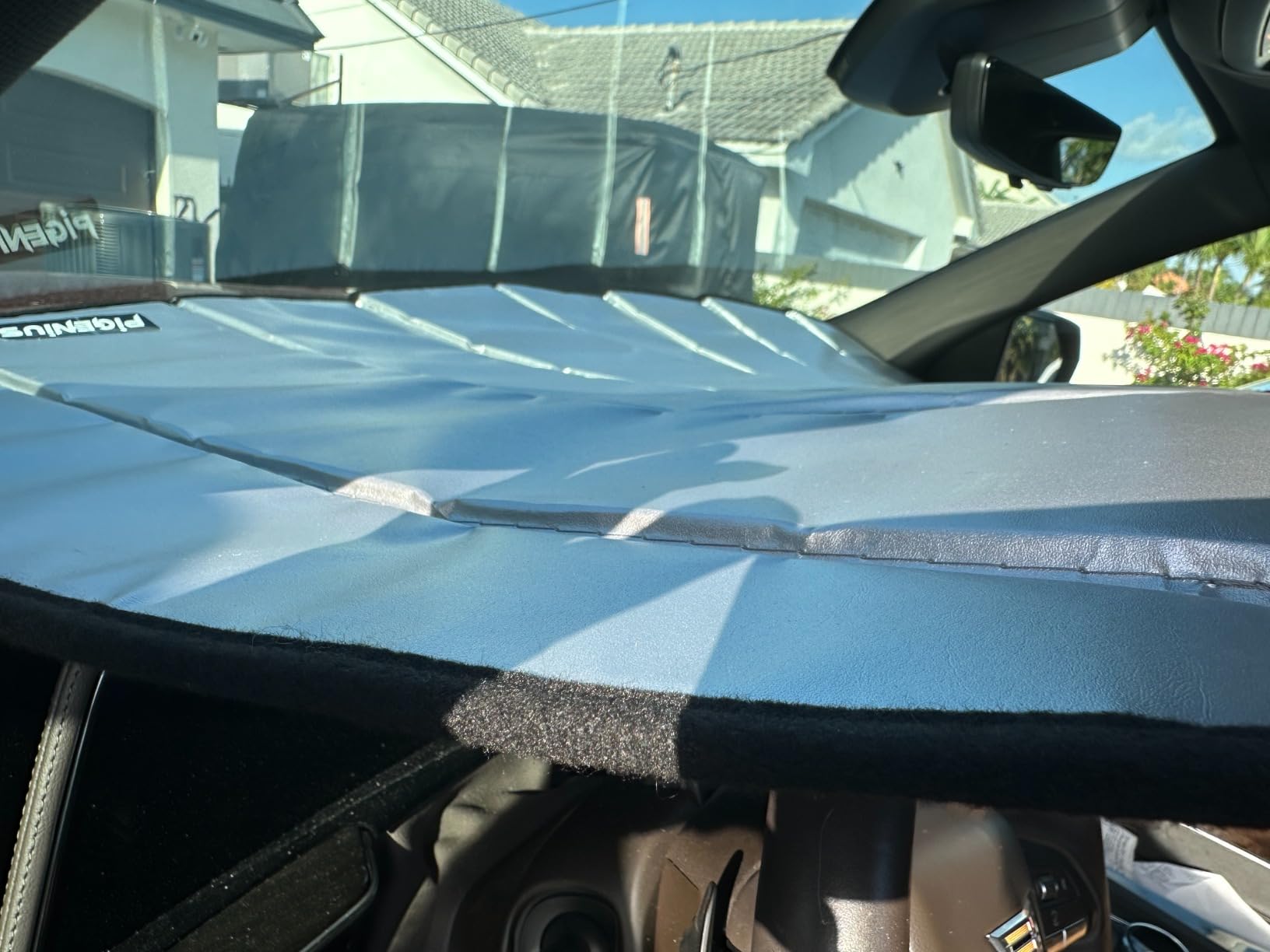 Windshield Sunshade for Chevy Tahoe/Suburban & GMC Yukon 2021-2025, Also Fits Cadillac Escalade, Premium Grey Leather Finish customer photo 1