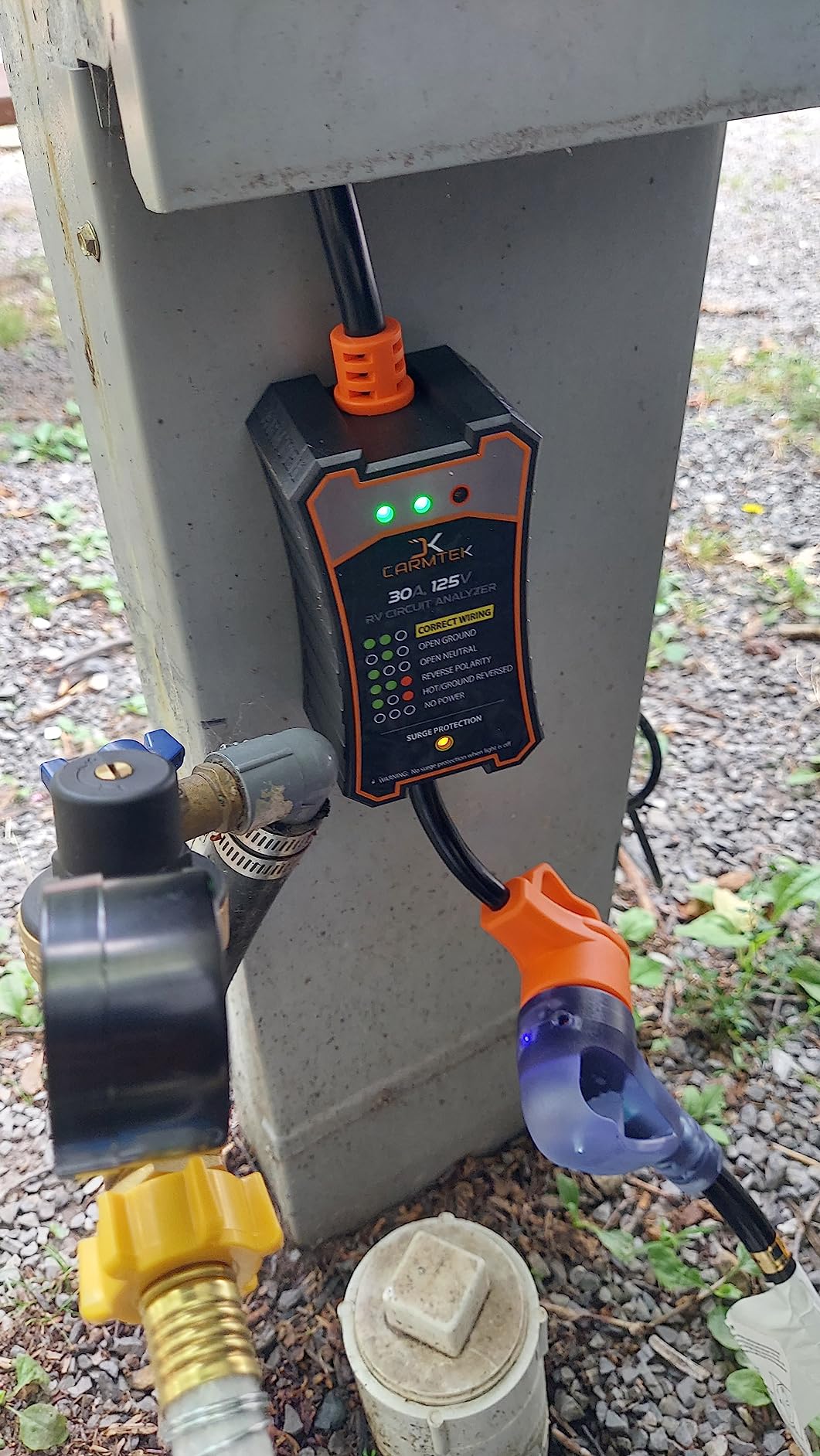 CARMTEK RV Surge Protector 50 Amp - RV Circuit Analyzer with Integrated Surge Protection - Smart 50 Amp Surge Voltage Defender with Grip Handles customer photo 2