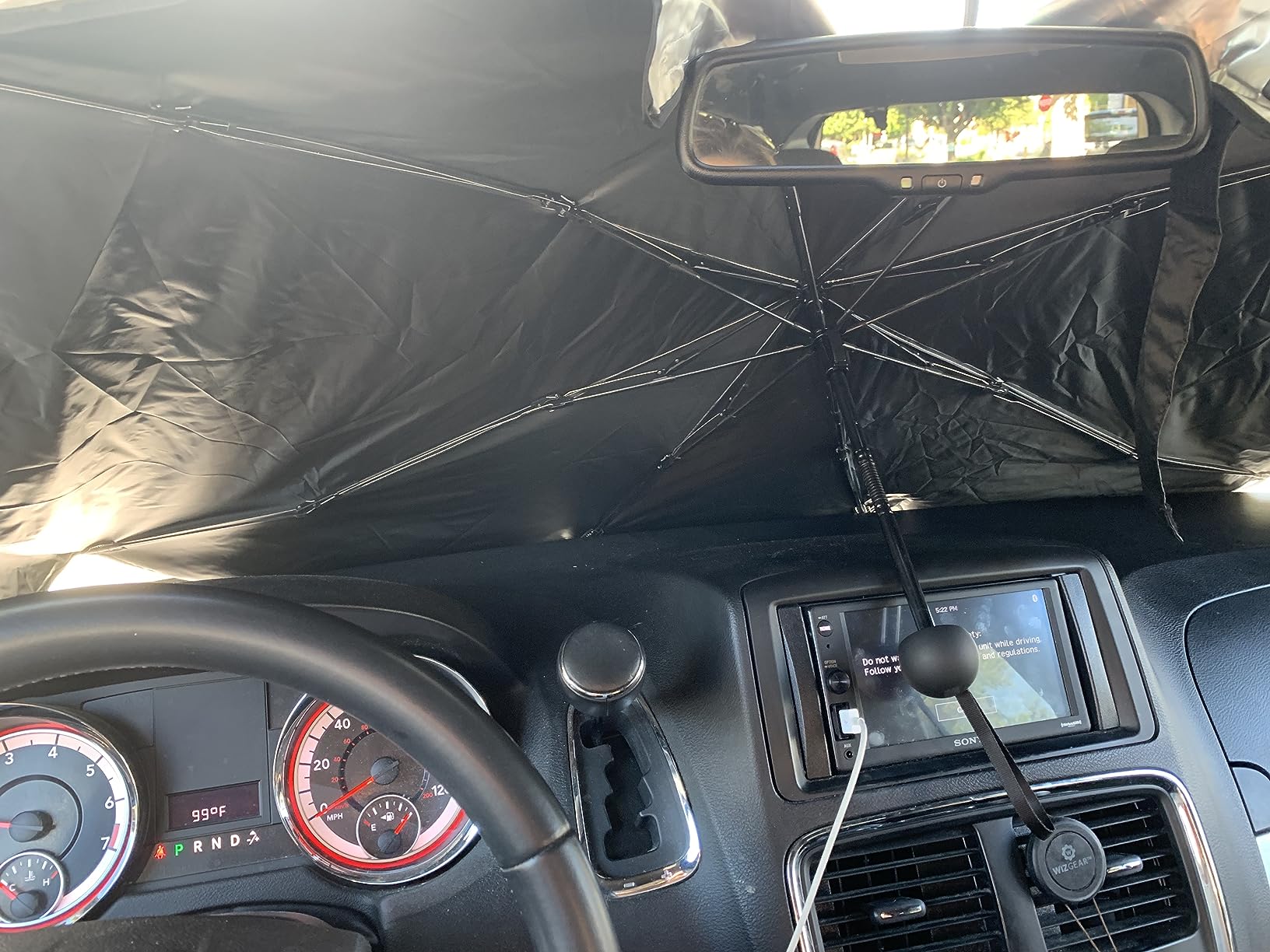 Foldable Windshield Sun Shade Umbrella for Cars, SUVs, MiniTrucks and Vans, Universal Fit Sturdy Frame Sunshade with UV 100% Block & Heat Insulation, Full-Coverage Sunshade 57