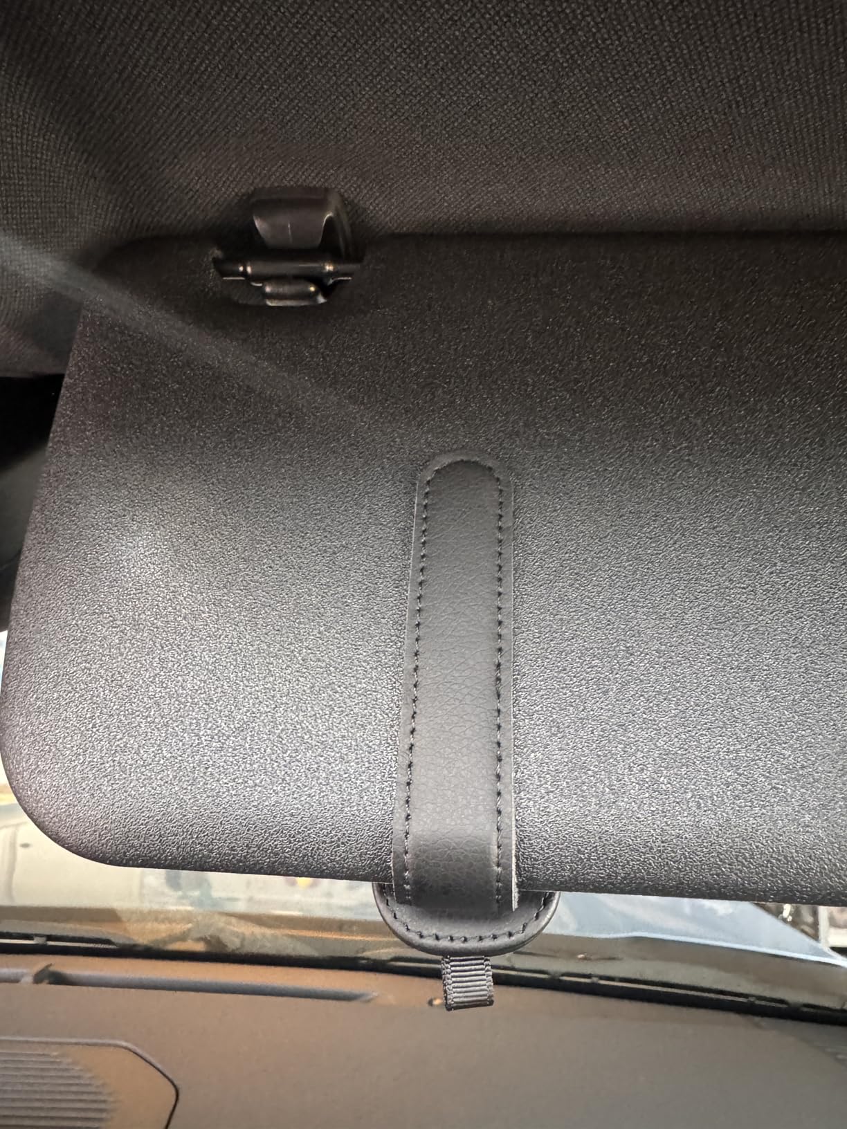 Yuoyar Sunglass Holder for Car, Magnetic Leather Sunglasses Holder and Ticket Card Clip, Car Visor Accessories, 2 Packs (Black) customer photo 2