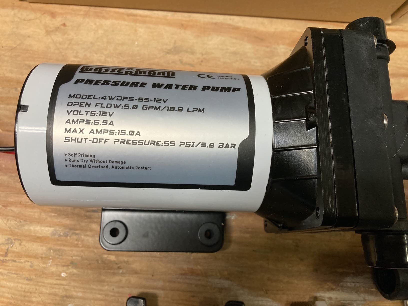 WASSERMANN RV Water Pump 12V DC, Self Priming Diaphragm 5.0 GPM 55 PSI, Water Pressure Pump with Pressure Switch, for RV Marine Yacht Lawn Garden customer photo 2