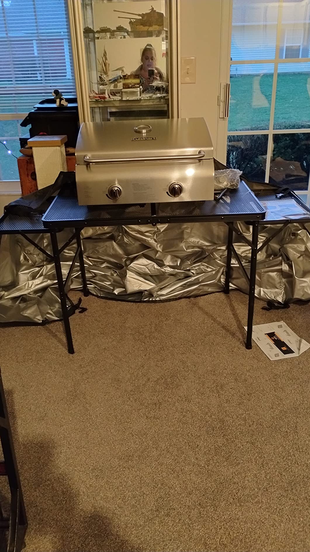 Nice C Folding Grill Table, Camping Table, Tailgate Tables, Grill Tables, Outdoor, Metal Folding Adjustable Height&Width, Mesh Net, Carry Handle customer photo 2