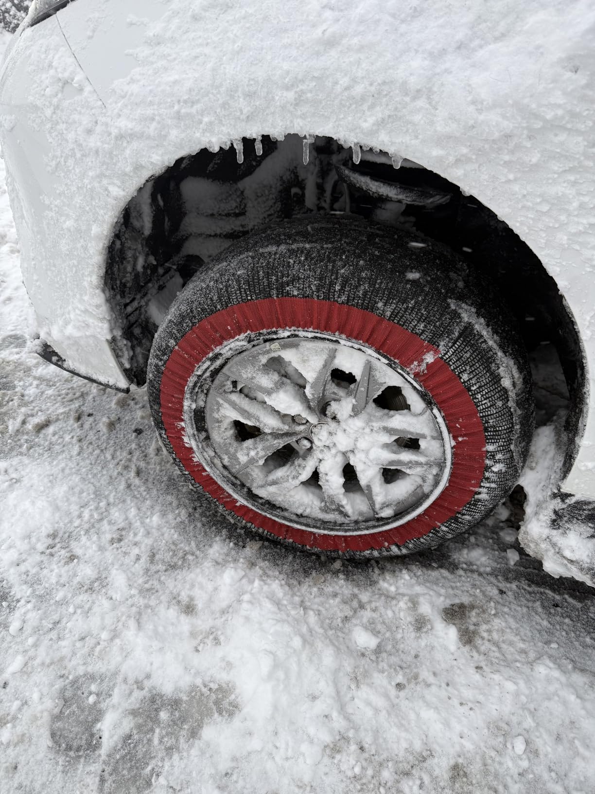 K&K Auto Snow Socks for Tires - Pro Series for Ultimate Grip Approved Snow Chain Alternative Traction Device - Tire Sock for Car Sedan Coupe - Winter Travel Accessory Emergency Kit - Medium (2pcs) customer photo 2