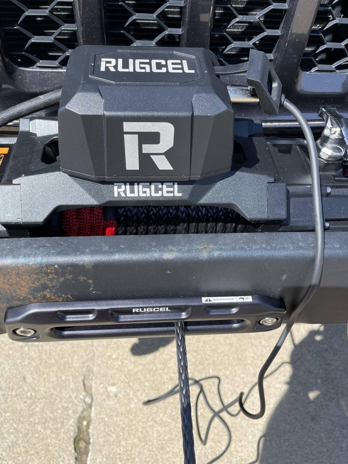 RUGCEL WINCH 12000lb New Waterproof Electric Synthetic Rope Winch 12V with Hawse Fairlead, 2 in 1 Infrared Remote Control, Wired Control, Black Rope, for Truck SUV customer photo 1