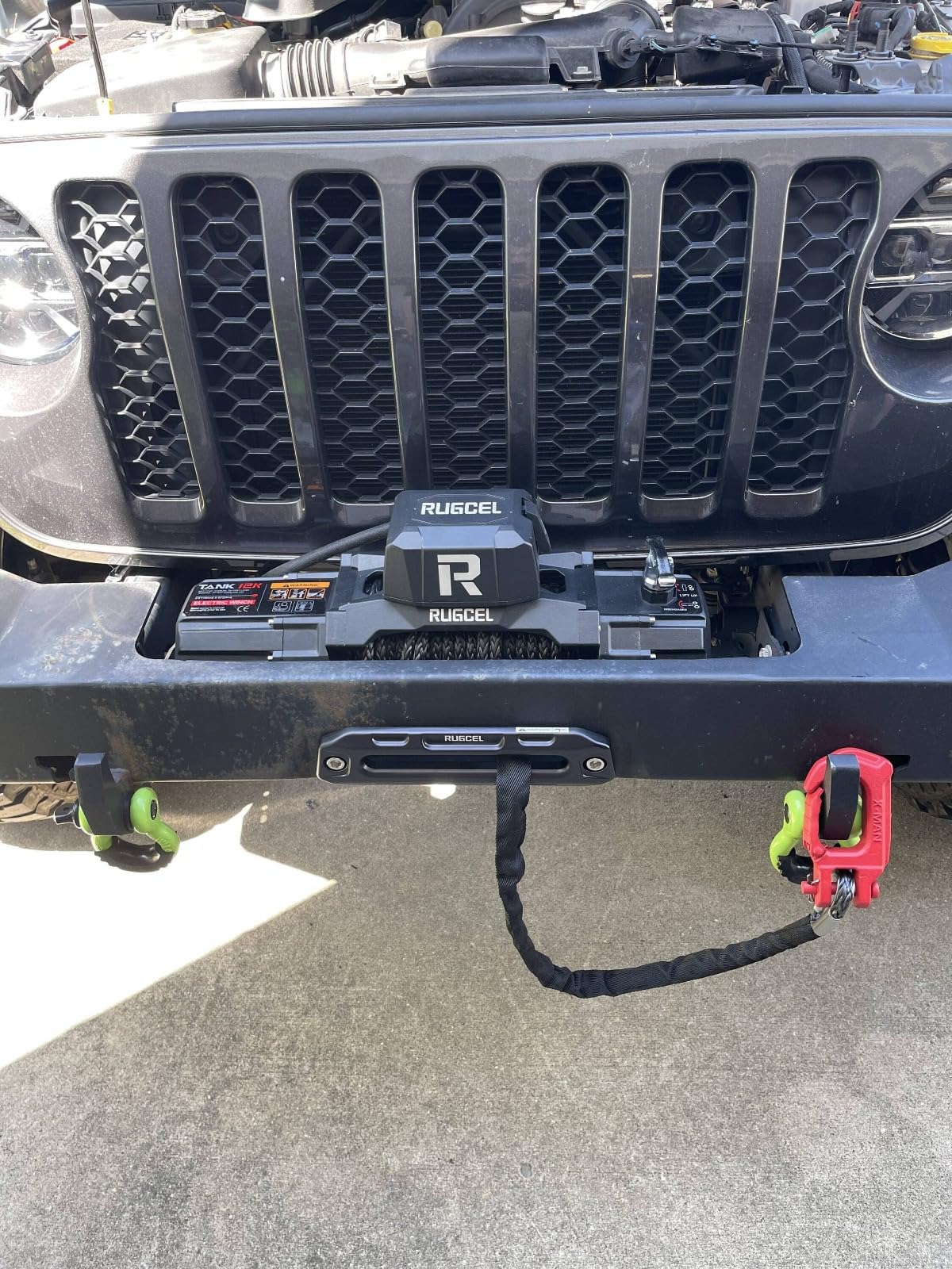 RUGCEL WINCH 12000lb New Waterproof Electric Synthetic Rope Winch 12V with Hawse Fairlead, 2 in 1 Infrared Remote Control, Wired Control, Black Rope, for Truck SUV customer photo 2