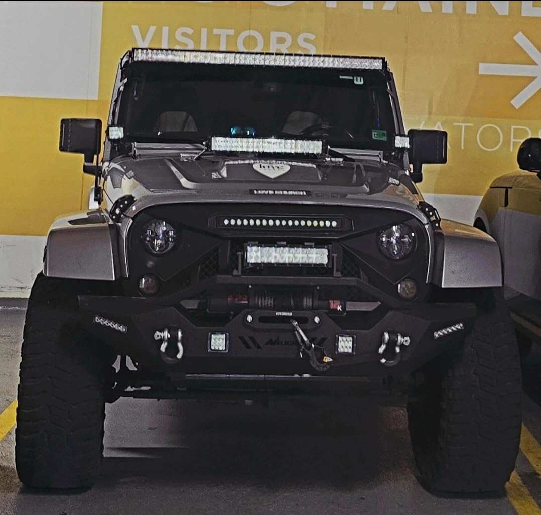 Nilight Front Bumper Compatible for 2007-2018 Wrangler JK/JKU 2018-2025 JL/JLU 2020-2025 Gladiator JT with 72W LED Bar 2 x 18W Pod 2X 18W Single Row Winch Plate customer photo 1