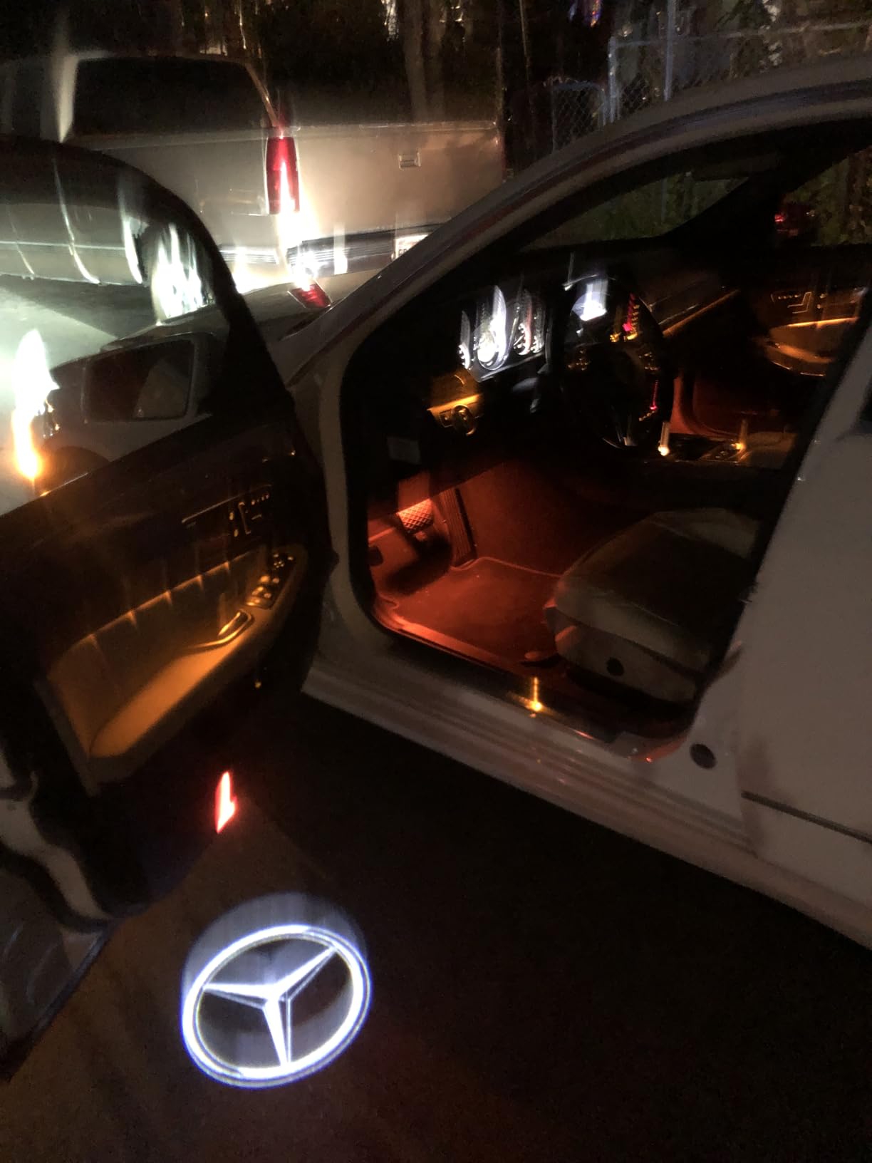 Jaronx Compatible with Mercedes Benz Ambient Lights for C Class W204/E W212/S Class W221, Three Colors LED Ambient Lighting Interior Lights for Footwell Lamp, Trunk Lamp, Make-up Mirror Lighting customer photo 1