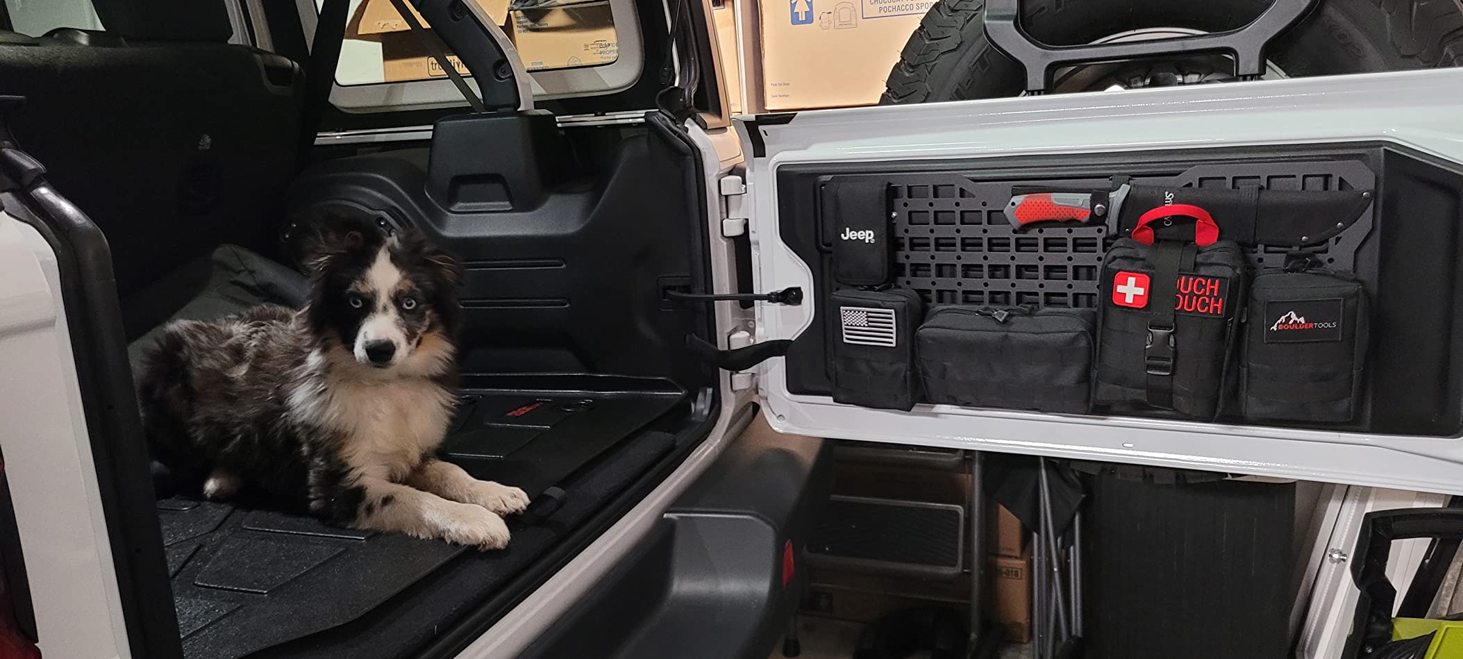 Tailgate Molle Panel Rear Door Cargo Organizer Kit Interior Storage Metal Plate with 3 Storage Bags for 2007-2022 Jeep Wrangler JK/JL 4XE customer photo 1