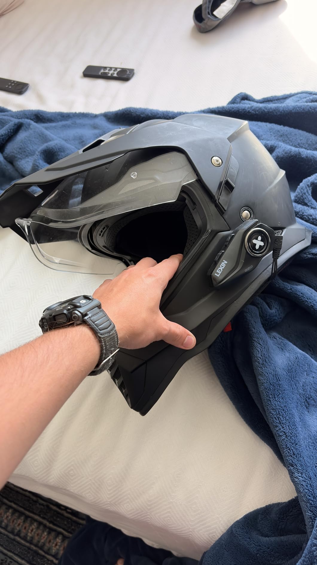 LEXIN G2P Motorcycle Helmet Bluetooth Headset, Group Intercom Communication System, FM Radio/ 6 Shells/Universal Pairing/Private Talk/Noise Cancellation, Fit for Snowmobile/ATV, 1 Pack customer photo 1